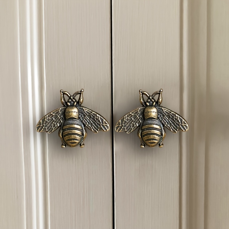 Vintage Furniture Hardware Replacement - 2 Vintage Bee Cabinet Handles, Zinc