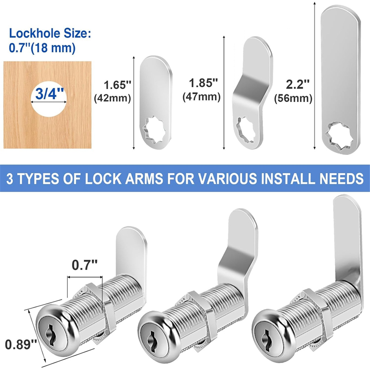 Cabinet Lock Key - Y31A Cabinet Locks with Keys,1-1/2Inch Long